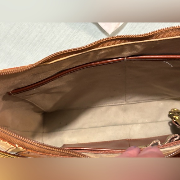 Brahmin Cream, Brown and Green Crocodile Pattern Shoulder Bag Vintage? - Picture 9 of 15